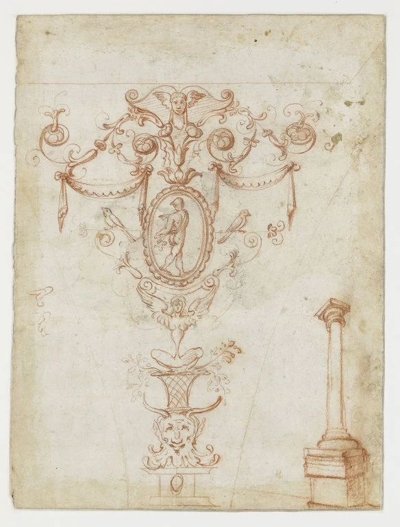 Motivo decorativo a grottesche con colonna - Museo del Louvre, Parigi